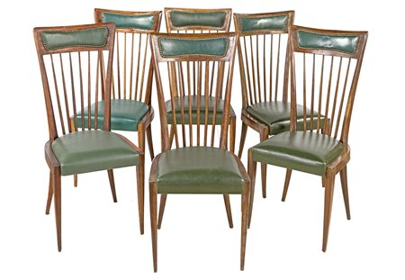 PAOLO BUFFA (Attr.) 1940 SEDIE in mogano rivestimento in similpelle.quantita'...