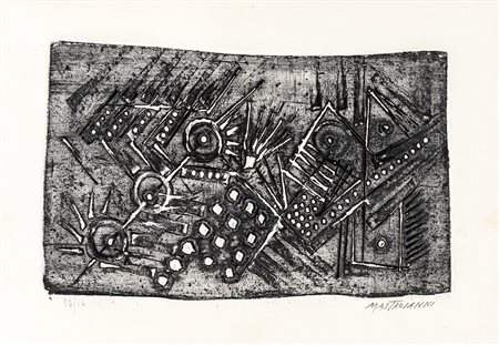 UMBERTO MASTROIANNI (Fontana Liri 1910-Marino 1998) COMPOSIZIONE incisione,...