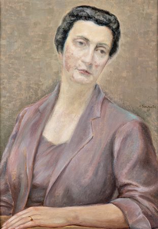 CARLO SOCRATE (Mezzanabigli 1889-Roma 1967) RITRATTO GIOVANNA ALDERIGHI olio...