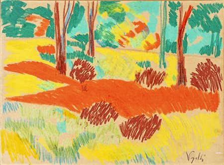 ANTONIO VANGELLI (Roma 1917-Roma 2003) PAESAGGIO pastello su carta applicata...