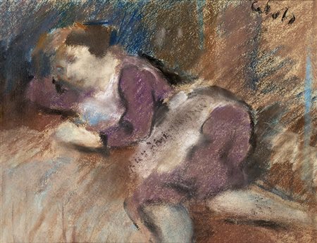 GUIDO POLO (Borgo Val Sugana 1898-Trento 1988) FIGURA DI DONNA pastelli su...