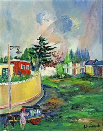 GIOVANNI OMICCIOLI (Roma 1901-Roma 1975) PAESAGGIO URBANO (PONTE MILVIO) olio...