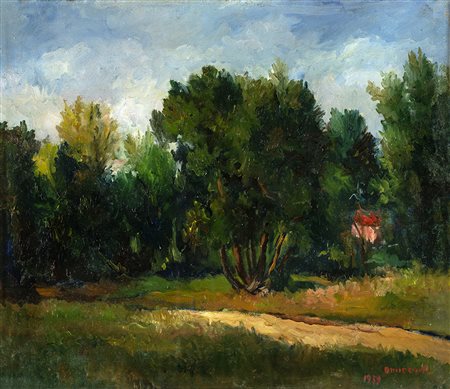 GIOVANNI OMICCIOLI (Roma 1901-Roma 1975) ALBERI A VILLA STROHL-FERN olio su...