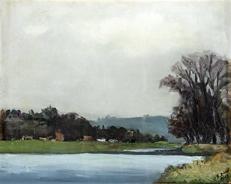 ALBERTO ZIVERI (Roma 1908-Roma 1990) PAESAGGIO olio su tela, cm 33x41. Firma...