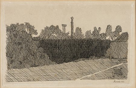 GIORGIO MORANDI (Bologna 1890-Bologna 1964) VEDUTA DELLA MONTAGNELLA DI...