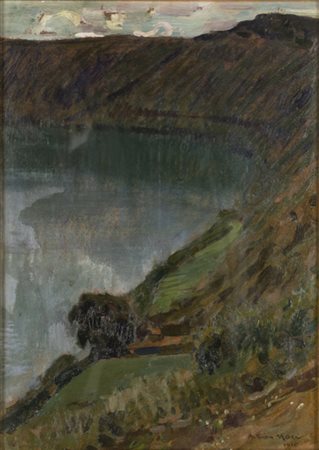 ARTURO NOCI (Roma 1874-New York 1953) PESAGGIO olio su cartone, cm 37,5x27....