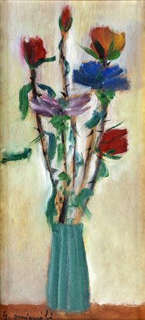GIOVANNI OMICCIOLI (Roma 1901-Roma 1975) VASO DI FIORI olio su tavola, cm...