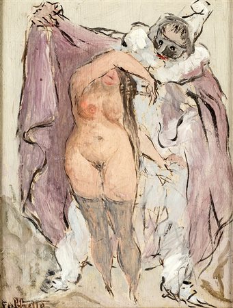 ANGELO URBANI DEL FABBRETTO (Roma 1903-Roma 1974) FIGURE olio su tavola,...