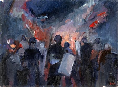 RENZO BASSI (Genova 1903-Genova 1978) FIGURE olio su tela, cm 40x30. Firma e...