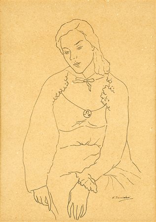 FRANCESCO TROMBADORI (Siracusa 1886-Roma 1961) RITRATTO DI DONNA china su...