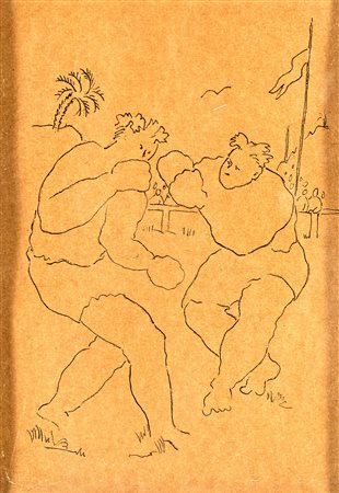 GIUSEPPE CAPOGROSSI, ATTRIBUITO (Roma 1900-Roma 1972) ATTR. PUGILI china su...