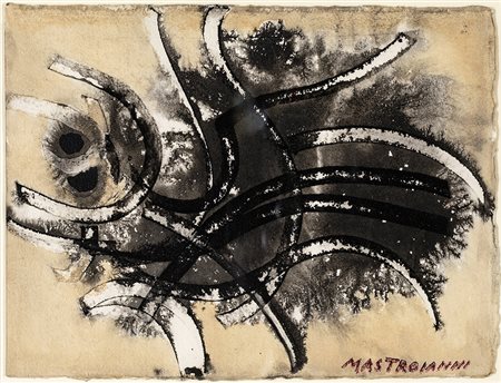 UMBERTO MASTROIANNI (Fontana Liri 1910-Marino 1998) COMPOSIZIONE tecnica...