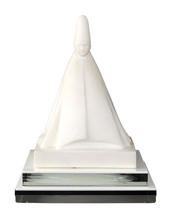 GIACOMO MANZÙ (Bergamo 1908-Roma 1991) CARDINALE SEDUTO scultura in marmo...