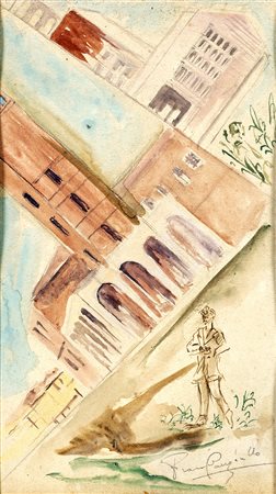 FRANCESCO CANGIULLO (Napoli 1884-Livorno 1977) SERENATA A POMEZIA tecnica...