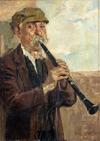 VITTORIO CASETTI (Rovereto 1891-Rovereto 1977) IL SUONATORE ALPINO olio su...