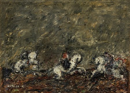 KAROLY KOTASZ (Pest 1872-Rákoskeresztúr 1941) LA CAVALCATA FANTASTICA olio su...