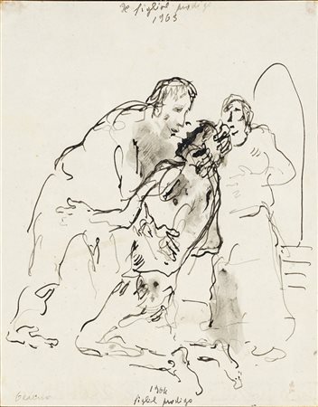 FELICE CARENA (Cumiana 1879-Venezia 1966) IL FIGLIOL PRODIGO china su carta...