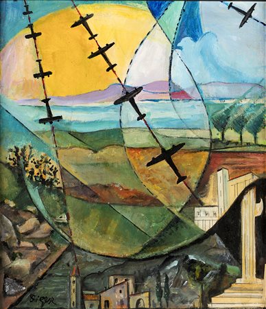 DARIO DI GESE () PAESAGGIO ITALICO olio su tavola, cm 40x34. Opera eseguita...