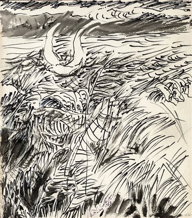 PERICLE FAZZINI (Grottammare 1913-Roma 1987) PAESAGGIO pennarello su carta,...