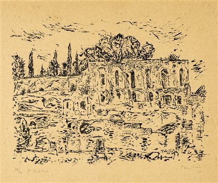 ORFEO TAMBURI (Jesi 1910-Parigi 1994) IL PALATINO litografia, cm 30x36....