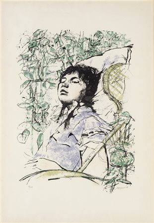 RENZO VESPIGNANI (Roma 1924-Roma 2001) FANCIULLA CHE DORME litografia...