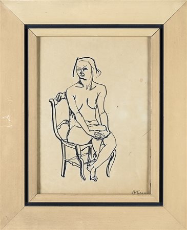 CLAUDIO ASTROLOGO (Bruxelles 1928) NUDO china su carta, cm 38,5x28. Firma in...