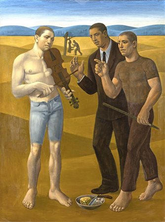 ALBERTO GALVEZ (Orihuela 1963) MARSIAS olio su tela, cm 130x97. Firma data e...