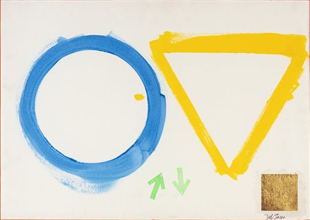 LUCIO DEL PEZZO (Napoli 1933) COMPOSIZIONE tempera e foglia oro su carta...