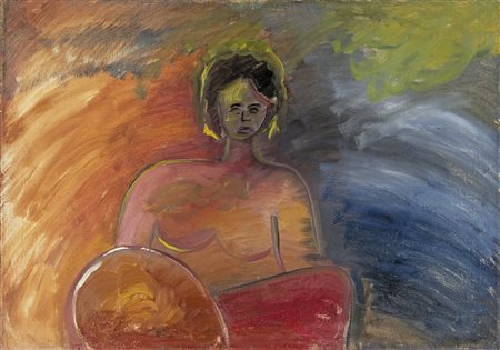 TANO FESTA (Roma 1938-Roma 1988) RITRATTO DI CELESTINA olio su tela, 70x100...