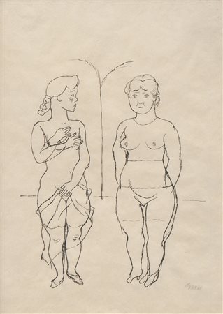George Grosz (Berlin/Berlino 1893 – 1959) Due Donne, 1918;China su carta,...