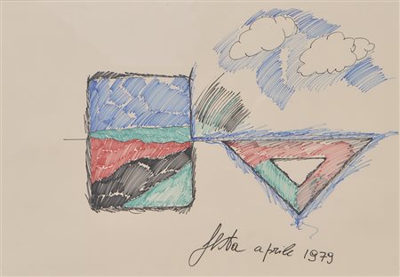 Tano Festa (Rom/Roma 1938 – 1988) Senza titolo, 1979;Pennarelli col. su...