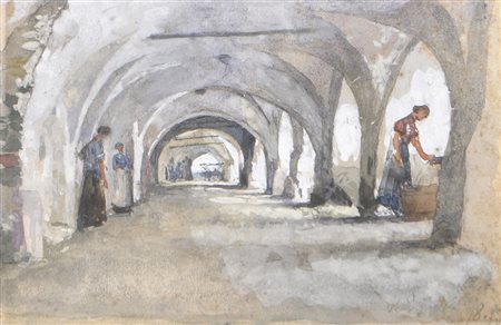 Maler des späten 19. Jh./Pittore del tardo Ottocento I portici di Egna,...
