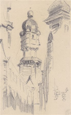 Hugo Grimm (Wien/Vienna 1849 – Innsbruck 1931) Torre civica di Innsbruck,...