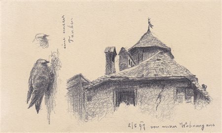 Hugo Grimm Vista dall’appartamento a Innsbruck (Pfarrgasse 6),;Matita, 10 x...