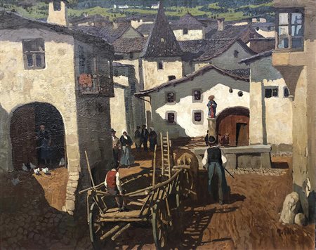 Jo Strahn (Düren 1904 – Düsseldorf 1997) Carro a Burgusio;Olio su tela, 86 x...