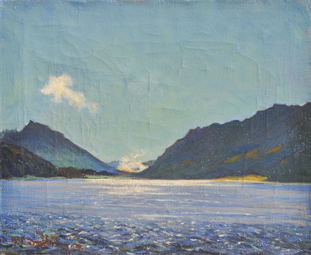 Gustav Bechler Lago Achensee, 1924;Olio su tela, 49 x 60 cm, in cornice Firma...