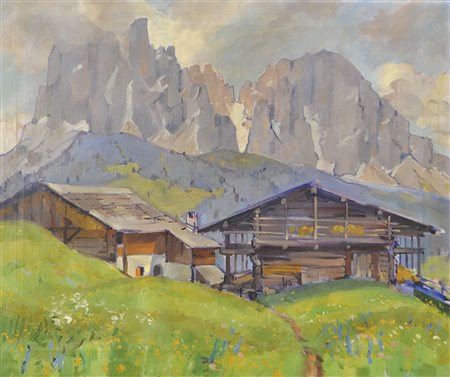 Rolf Regele (Bozen/Bolzano 1899 – 1987) Paesaggio delle Dolomiti;Olio su...