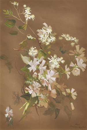 Anna Stainer-Knittel Rami fioriti;Tempera su carta, 40 x 27 cm, in cornice Firma