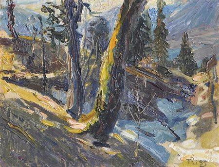 Thomas Riss Inizio di primavera;Olio su tela su tavola, 23 x 30 cm, in...