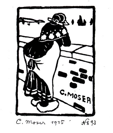 Carl Moser Contrabbandiera del burro bretone, 1915;Xilografia, 8,2 x 5,9 cm...