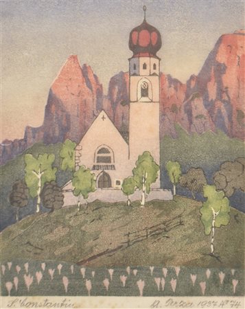 Anton Terza San Costantino, 1937;Xilografia a colori, 23 x 18,5 cm firma,...