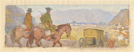 Albert Stolz (Bozen/Bolzano 1875 – 1947) Viaggiatori entrano a Bolzano (Hoher...