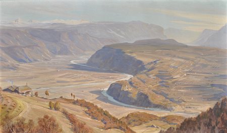 Albert Stolz Castel Firmiano con la Val D'Adige, 1942;Olio su tela, 55 x 95...