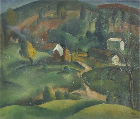 Francis De Enderly (Budapest 1904 –Los Angeles 1959) Paesaggio, 1930;Olio su...