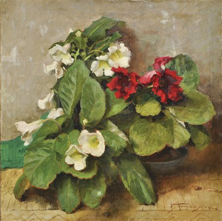 Ulderico Giovacchini (Budapest 1904 –Los Angeles 1959) Fiori;Olio su tela, 80...