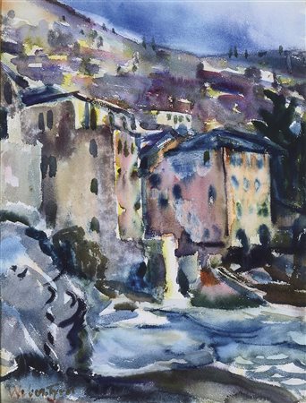 Hans Josef Weber-Tyrol (Schwaz 1874 – Meran/Merano 1957) Riviera;Acquerello,...