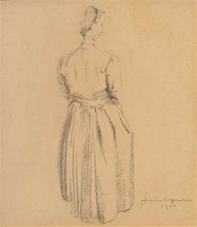 Hans Piffrader Contadina, 1926;Matita, carboncino su carta, 28 x 24,5 cm...