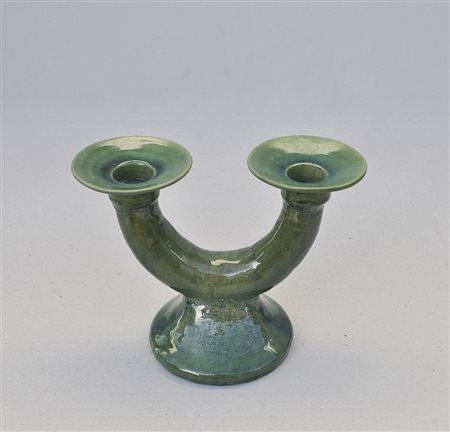 Maria Delago Portacandele;Ceramica smaltata, altezza 19 cm Monogramma