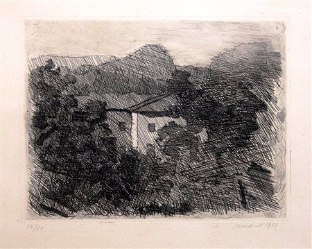 Giorgio Morandi 1890, Bologna (Bo) - 1964, Bologna (Bo) - [Italia] Paesaggio...