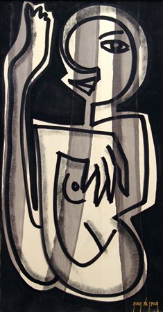 Guy De Jong 1949, Bruxelles - [Belgio] Visione della Luna acrilico su tavola...